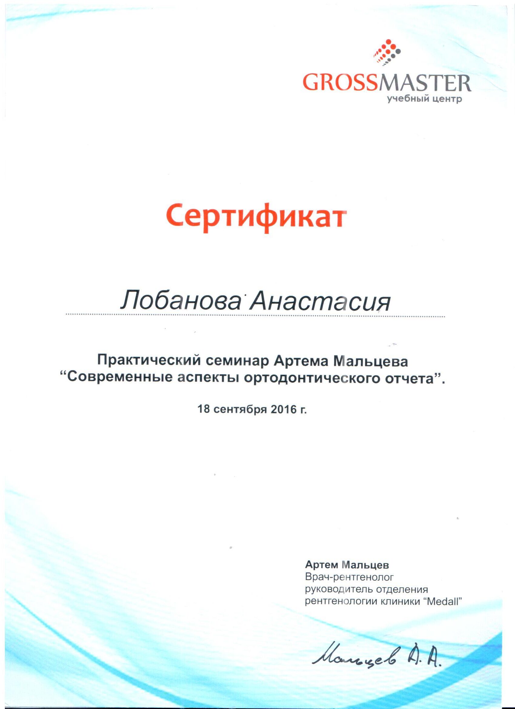 Анастасия Лобанова сертификат 7